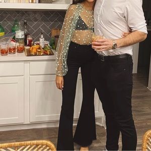 Zara sheer blouse with polka dots and sparkles